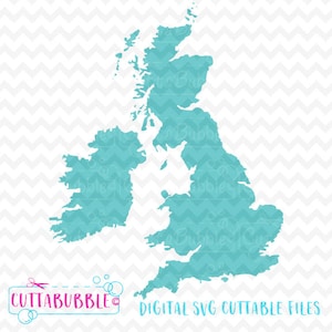 Mapa do Reino Unido ou Mapa da Grã-Bretanha - arquivo de corte SVG + PNG + Dxf para Silhouette cameo, Cricut etc.