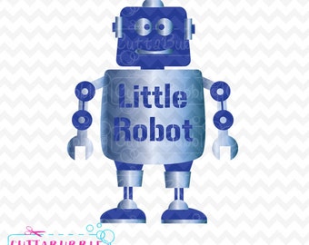 Lindo pequeño robot - SVG corte archivo PNG + DXF para el camafeo de silueta, etc. de Cricut.