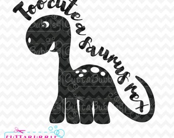 dinosaurio lindo - 'toocuteasaurus' - SVG corte archivo PNG + DXF para el camafeo de silueta, etc. de Cricut.