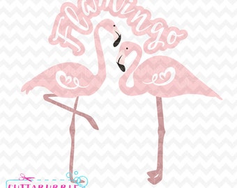 Flamenco rosado lindo - SVG corte archivo PNG + DXF para el camafeo de silueta, Cricut etcetera.