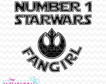 Chica Fan número uno de Star Wars - SVG corte archivo PNG + DXF para el camafeo de silueta, etc. de Cricut.
