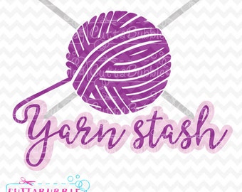 Stash de lana - tejer diseño SVG corte archivo PNG + DXF para el camafeo de silueta, Cricut etc..