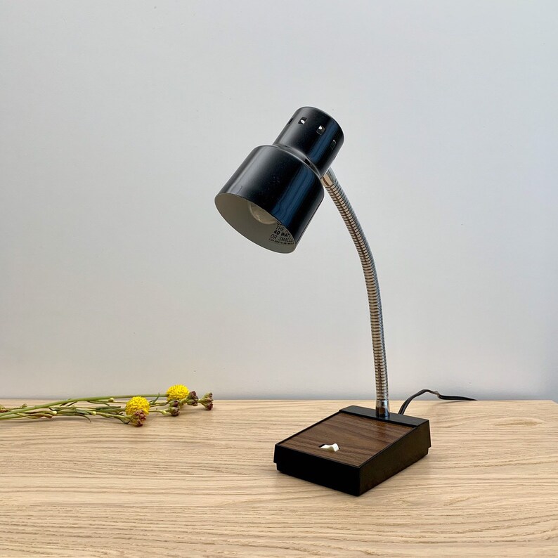 Bulb Included Mid Century Gooseneck Desk Lamp Small Black Image 0