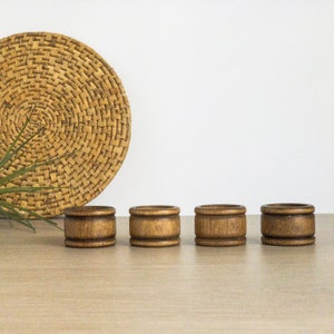 Vintage Wood Napkin Ring Set Set of 4 Brown Wooden Napkin Rings Holders image 5