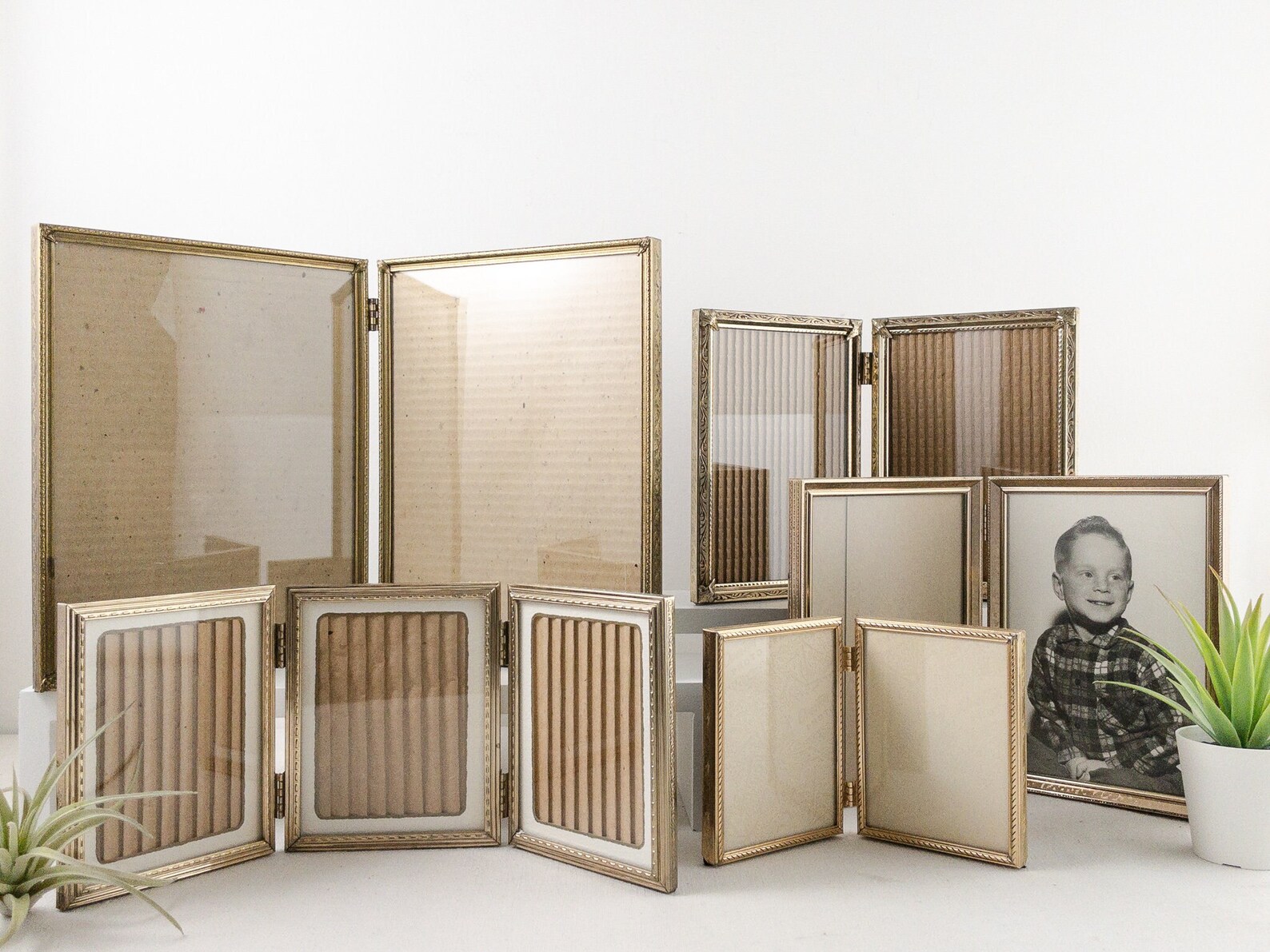 Vintage Hinged Gold Metal Photo Frames Double and Triple Etsy