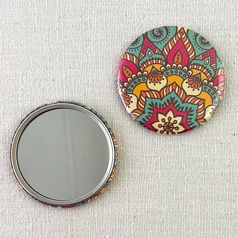 Handmade Pocket Mirror, Round Hand Held Mirror for Purse or Wallet, Women's and Girl's Small Gift, Under 10 Dollar Birthday Gift image 7