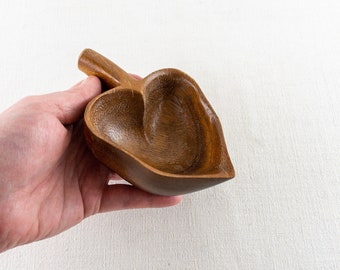 Small Leaf Shaped Wood Bowl, Hawaiian Monkey Pod Wood, Wood Ring Dish