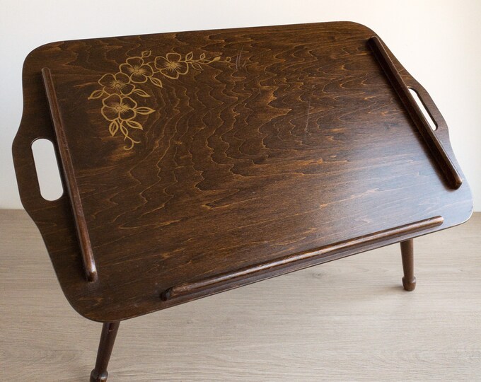 Vintage Adjustable Folding Bed Tray With Legs Wood Breakfast Etsy
