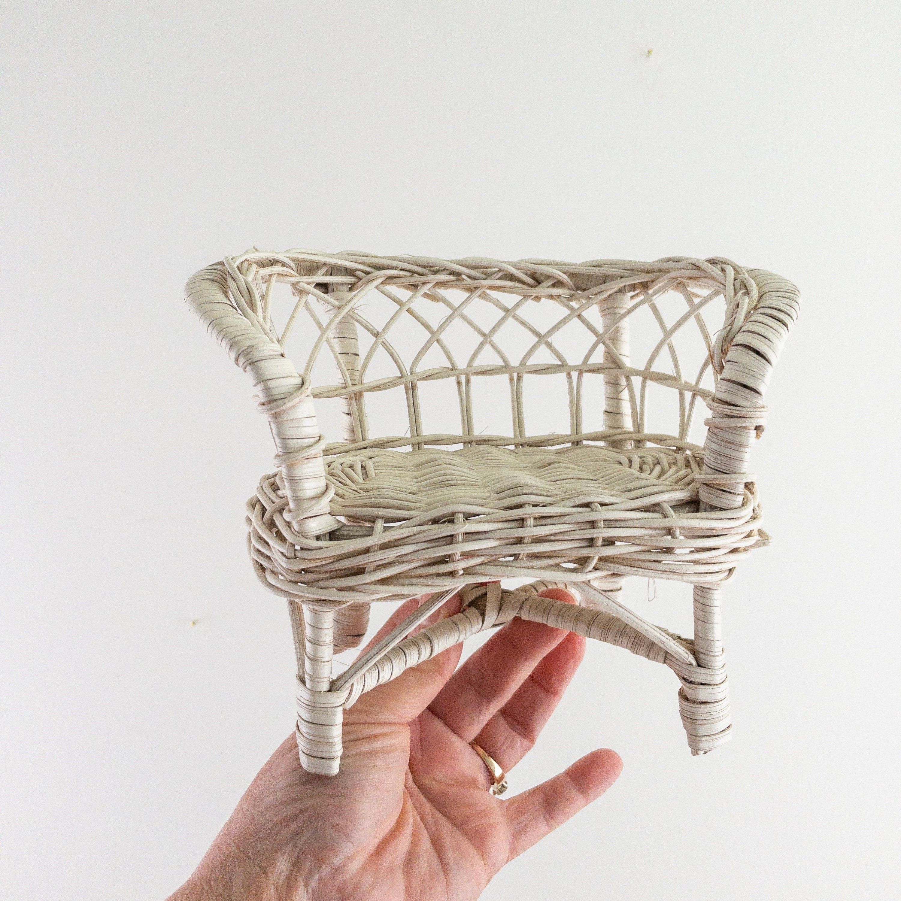 Vintage White Wicker Dollhouse Furniture Set of 3 Barbie Doll Etsy