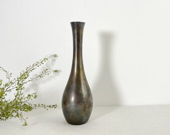 Vintage Silverplate Bud Vase, Aged Silver Plate Flower Stem Vase