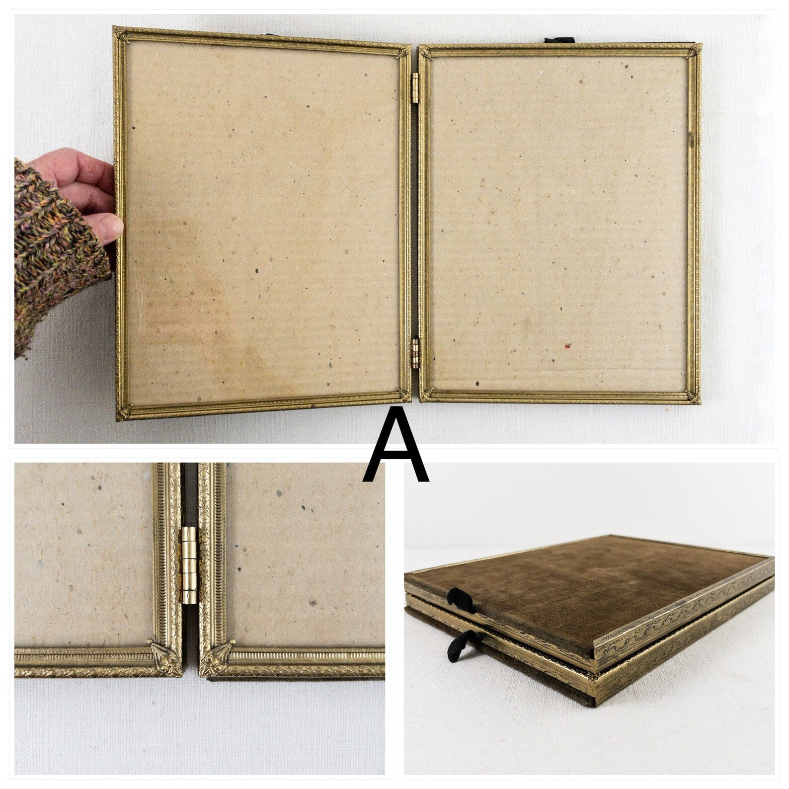 Vintage Hinged Gold Metal Photo Frames Double and Triple Etsy