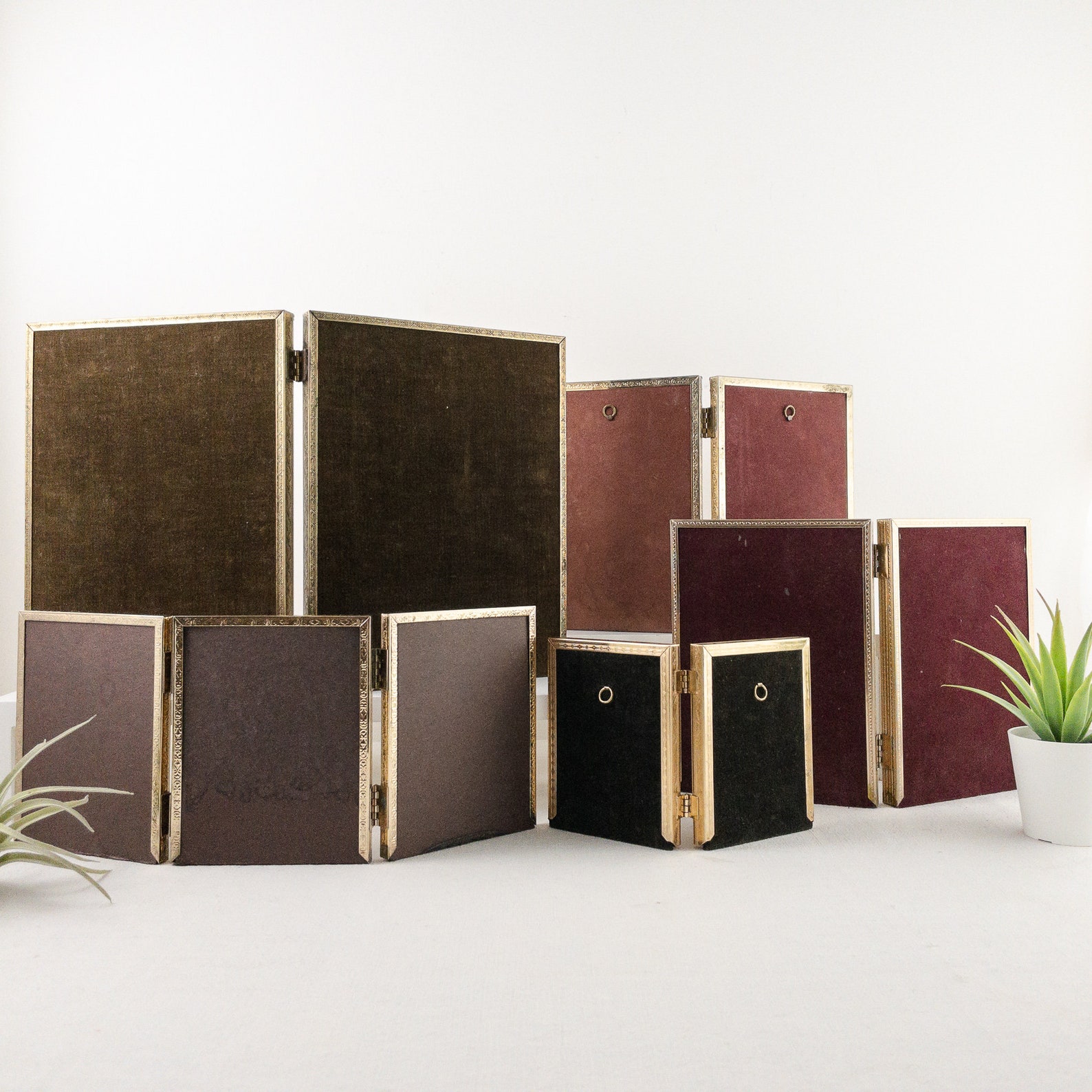 Vintage Hinged Gold Metal Photo Frames Double and Triple Etsy