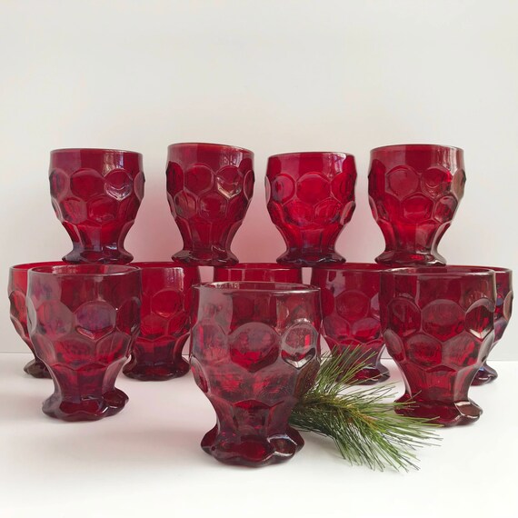 red glass tumblers