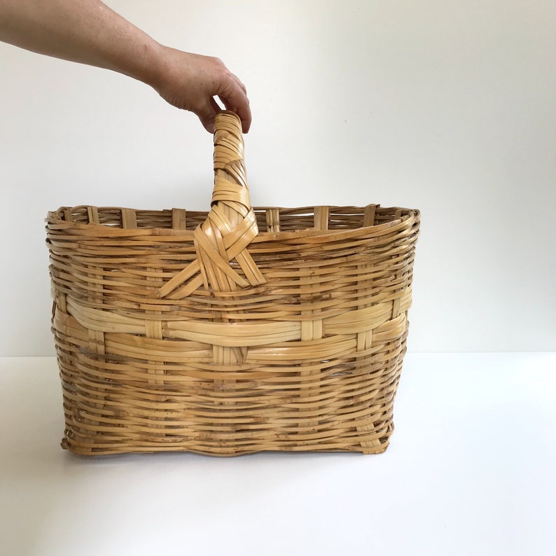 Large Woven Bamboo Rattan Basket Big Oval Wicker Storage Etsy