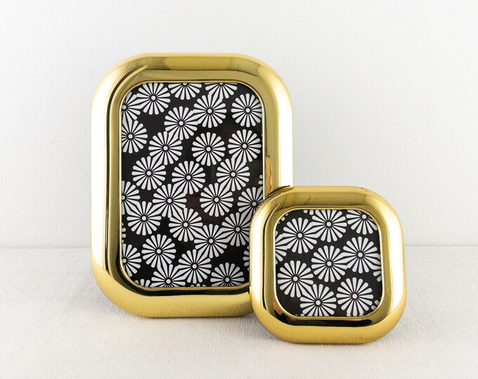 Vintage Set of 2 Solid Brass Photo Frames, 5 X 7 and 3.5 X 3.5, Wide