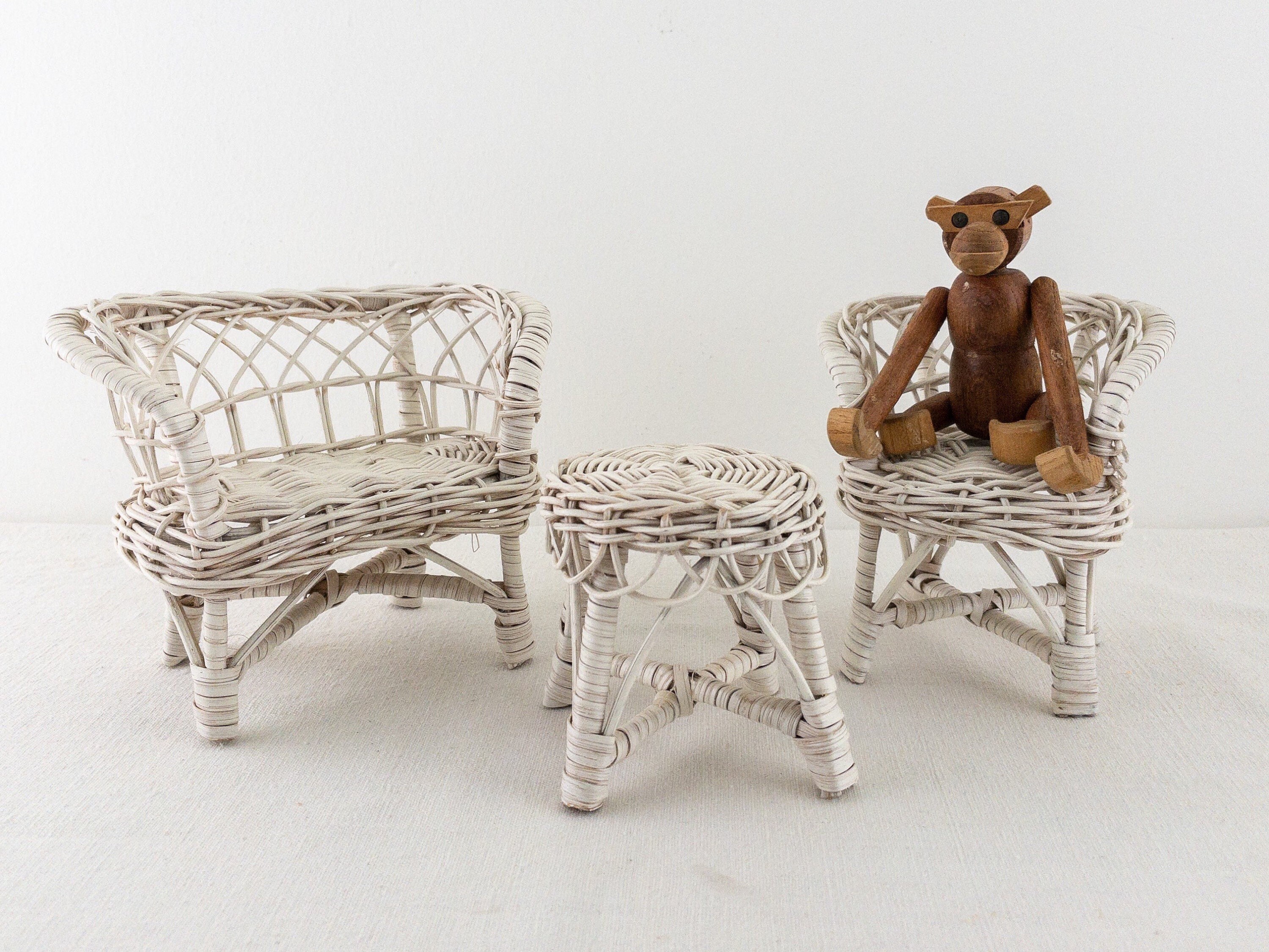 Vintage White Wicker Dollhouse Furniture Set of 3 Barbie Doll - Etsy Canada Vintage White Wicker Dollhouse Furniture Set of 3 Barbie Doll - Etsy Canada