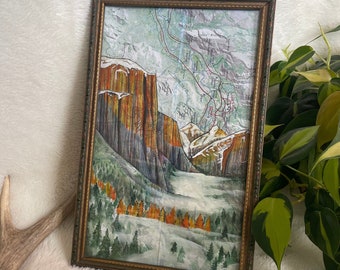 Yosemite Valley - Framed Original Illustrative Watercolor Artwork, Framed