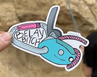 Grigri "Belay Bitch" Vinyl Decal Sticker, Rock Climbing