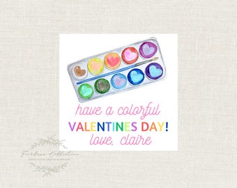 Watercolor Valentines Tag- INSTANT DOWNLOAD-