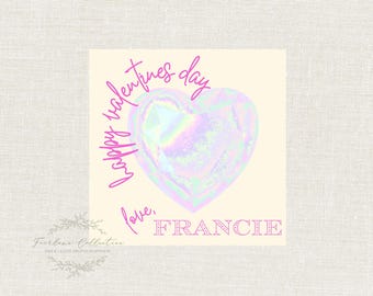 Shimmer Heart Valentines Tag- INSTANT DOWNLOAD-