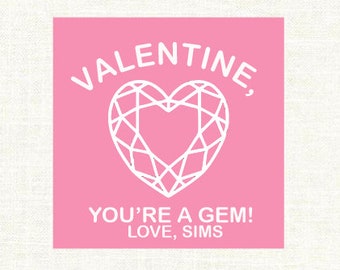 You're A Gem Valentine- Candy Necklace, Ring Pop Valentine