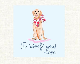 I "Woof You! Blue Dog Valentine