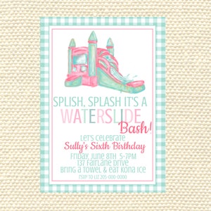 Waterslide Birthday, Splish Splash, Watercolor slide