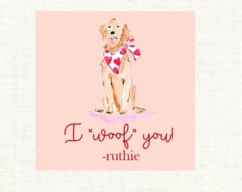I "Woof You! Pink Dog Valentine