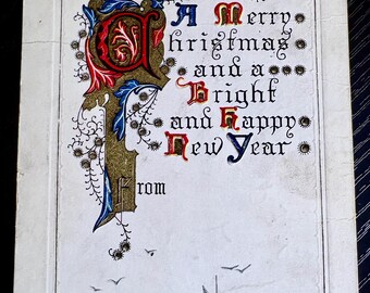 Antique Christmas Postcard Embossed Gold Sailing Ship 1 cent Washington Stamp Cleveland Ohio