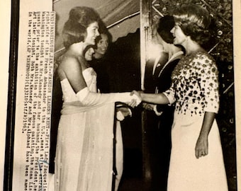 Jacqueline Kennedy Parties at French Embassy, Vintage Press Photo, 1963