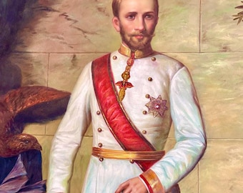 Vintage "Emperor Franz Joseph I of Austria", Genuine Oil Painting, by Winterhalter, (Not a Print).