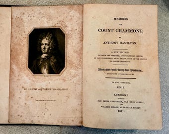 1811 Memoirs of Count Grammont by Anthony Hamilton | Illustrated Antiquarian Leather Bound Book | Volume I