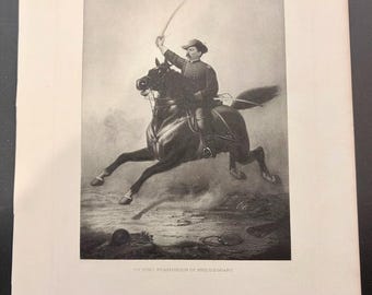 Antique 19th Century Philip Sheridan’s Ride Print – T. Buchanan Read – Civil War – Mrs. U.S. Grant