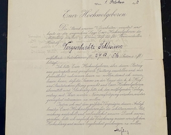 1896 Austro-Hungarian Imperial Hofburg Letter – Dr. Richard Müller – Crown Prince Rudolf Kronprinzenwerk – Silesia