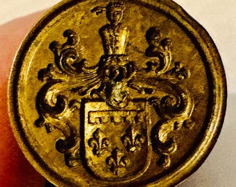 Antique German Heraldic Wax Seal Stamp C. W. Schüssel Munich Original Box c.1900