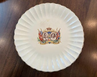1937 King George VI & Queen Elizabeth Coronation Commemorative Plate by Sovereign Potters Canada.