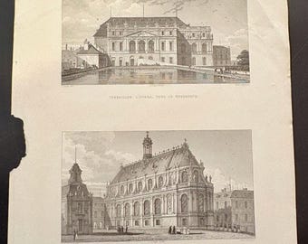 1829 Antique Versailles Engravings Pugin – Palace Chapel & Opera – Robert Jennings London