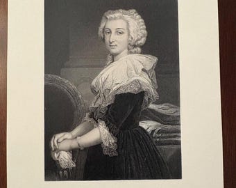 Antique c.1870 Marie Antoinette Steel Engraving Alonzo Chappel Johnson Fry