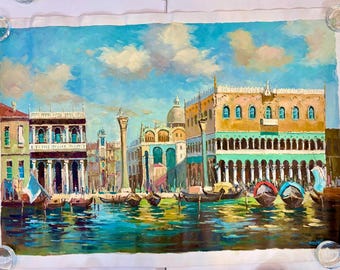 Vintage "Grand Canal Venice", Genuine Oil Painting, (Not a Print)