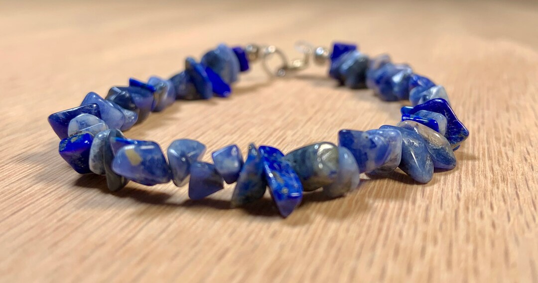 Blue Stone Bracelet Blue Gemstone Bracelet Genuine Gemstone Etsy Hong