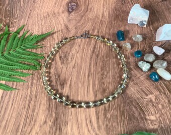 Yellow Citrine stone necklace, Light yellow necklace, Citrine gemstone bead necklace, Citrine necklace, November birthstone necklace