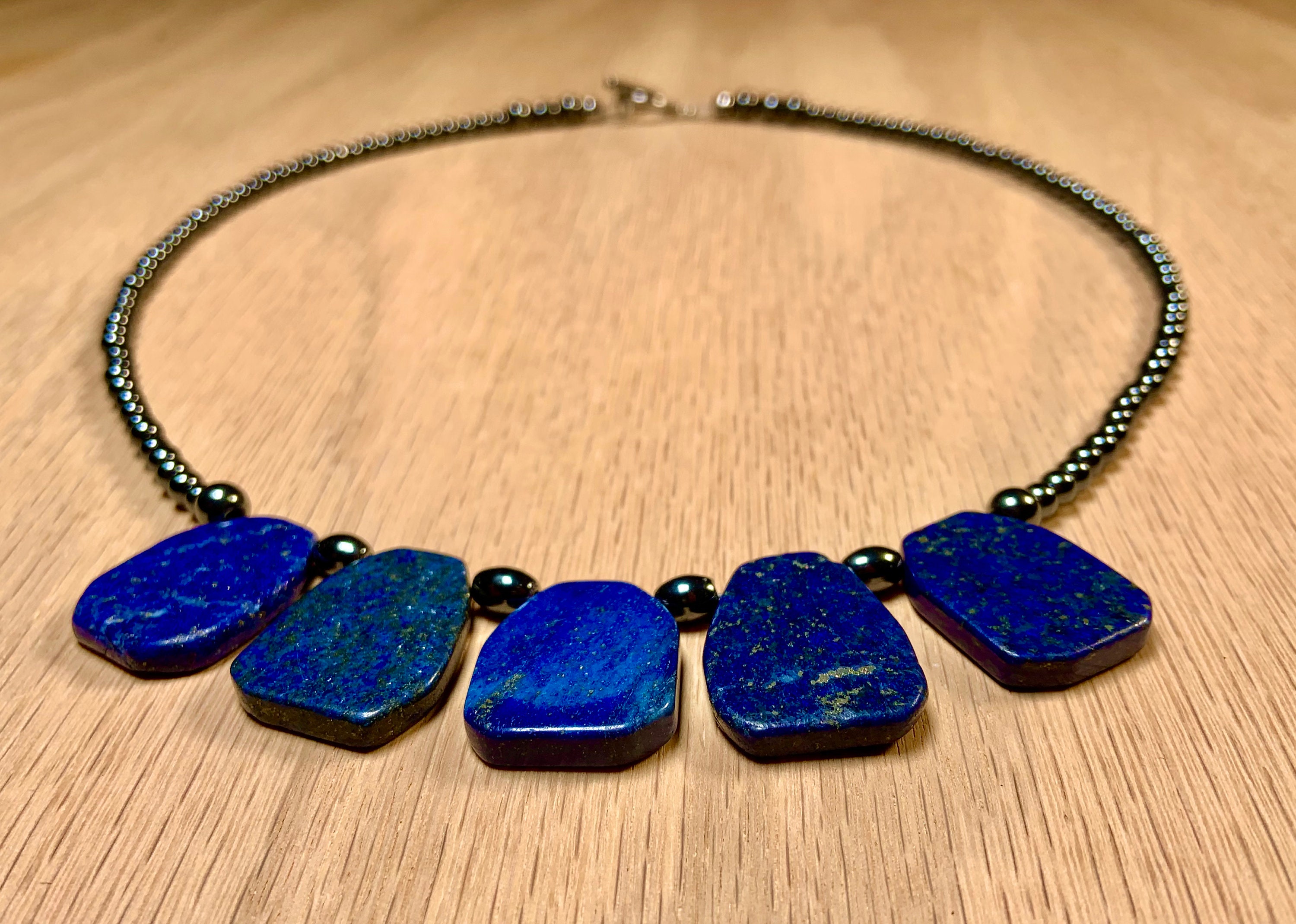 Blue gemstone beaded necklace Blue statement necklace Blue Etsy