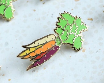 Rainbow Carrots Enamel Pin - Vegetable Colorful Produce// Lapel Pin // Hard Enamel Pin, Cloisonné, Pin Badge