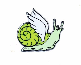 Winged Snail - Festina Lente - Make Haste Slowly - Enamel Pin - Latin Motto Lapel Pin // Hard Enamel Pin, Cloisonné, Pin Badge