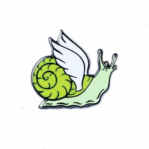 Winged Snail - Festina Lente - Make Haste Slowly - Enamel Pin - Latin Motto Lapel Pin // Hard Enamel Pin, Cloisonné, Pin Badge