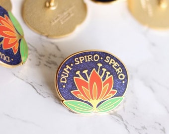 Dum Spiro Spero - While I Breathe I Hope - Enamel Pin - Latin Motto Lapel Pin // Hard Enamel Pin, Cloisonné, Glitter Pin Badge