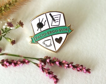 I Make, Therefore I Am - Facio Ergo Sum Enamel Pin - Motto Lapel Pin // Hard Enamel Pin, Cloisonné, Pin Badge