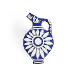 Kamares Ware - Blue Enamel Pin - Pottery Ancient Greece Archeology Lapel Pin // Hard Enamel Pin, Cloisonné, Pin Badge