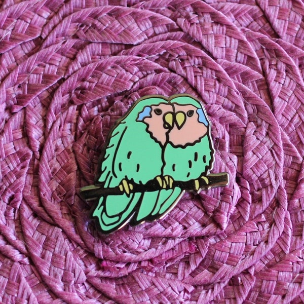 Lovebirds Enamel Pin - Bird Lapel Pin // Hard Enamel Pin, Cloisonné, Pin Badge