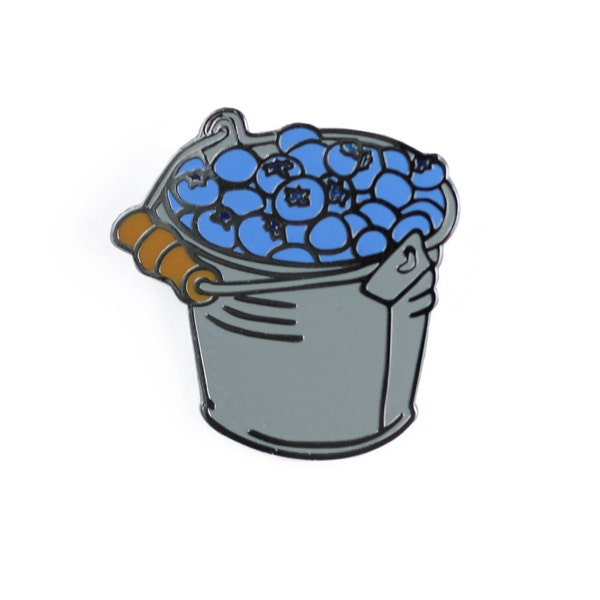 Blueberry Bucket Enamel Pin - Fruit Lapel Pin // Hard Enamel Pin, Cloisonné, Pin Badge